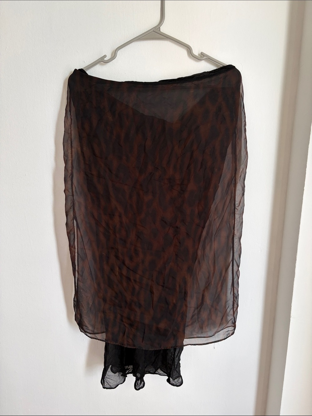 Zara Brown and Black Leopard-Print Sheer Maxi Skirt